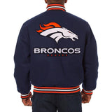 Denver Broncos JH Design Embroidered Wool Jacket - Navy