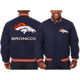 Denver Broncos JH Design Embroidered Wool Jacket - Navy