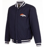 Denver Broncos Two-Tone Reversible Fleece Jacket - Gray/Navy