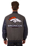 Denver Broncos Wool & Leather Reversible Jacket w/ Embroidered Logos - Charcoal/Navy