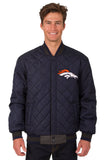 Denver Broncos Wool & Leather Reversible Jacket w/ Embroidered Logos - Charcoal/Navy