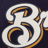 Milwaukee Brewers Wool Jacket w/ Handcrafted Leather Logos - Navy