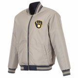 Milwaukee Brewers Reversible Full-Zip Flight Jacket - J.H. Sports Jackets