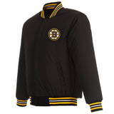 Boston Bruins Reversible Wool Jacket Embroidered Logo - JH Design - Black