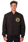 Boston Bruins Wool & Leather Reversible Jacket w/ Embroidered Logos - Black