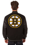 Boston Bruins Wool & Leather Reversible Jacket w/ Embroidered Logos - Black