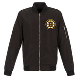 Boston Bruins JH Design Lightweight Nylon Bomber Jacket – Black