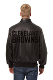 Cleveland Browns JH Design Tonal All Leather Jacket - Black/Black