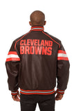 Cleveland Browns JH Design All Leather Jacket - Brown/Orange