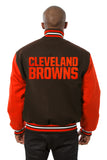 Cleveland Browns JH Design Wool Handmade Full-Snap Jacket - Brown/Orange - J.H. Sports Jackets