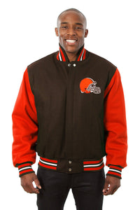 Cleveland Browns JH Design Wool Handmade Full-Snap Jacket - Brown/Orange