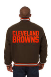 Cleveland Browns JH Design Wool Handmade Full-Snap Jacket - Brown