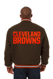 Cleveland Browns JH Design Wool Handmade Full-Snap Jacket - Brown - J.H. Sports Jackets