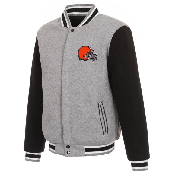 Cleveland Browns Two-Tone Reversible Fleece Jacket - Gray/Black