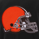 Cleveland Browns  - JH Design Reversible Fleece Jacket with Faux Leather Sleeves - Black/White