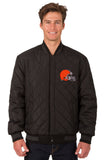 Cleveland Browns Wool & Leather Reversible Jacket w/ Embroidered Logos - Black