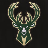 Milwaukee Bucks Reversible Wool Jacket -  Embroidered Logos JH Design Black