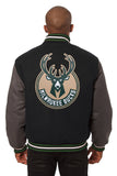 Milwaukee Bucks Embroidered Handmade Wool Jacket - Black/Grey