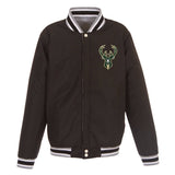 Milwaukee Bucks JH Design Two-Tone Reversible Fleece Jacket - Gray/Black