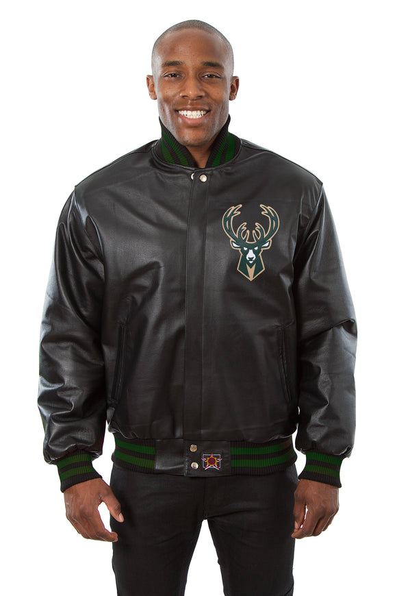 Milwaukee Bucks Full Leather Jacket - Black