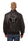 Milwaukee Bucks Full Leather Jacket - Black/Black