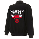 NBA Chicago Bulls Reversible Wool Jacket -Embroidered Logos JH Design- Black