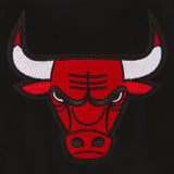 NBA Chicago Bulls Reversible Wool Jacket -Embroidered Logos JH Design- Black