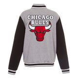 Chicago Bulls JH Design Two-Tone Reversible Fleece Jacket - Gray/Black