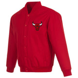 Chicago Bulls Poly Twill Varsity Jacket - Red