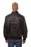 Chicago Bulls Full Leather Jacket - Black/Black