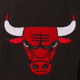 Chicago Bulls Wool & Leather Reversible Jacket w/ Embroidered Logos - Black