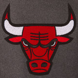 Chicago Bulls Wool & Leather Reversible Jacket w/ Embroidered Logos - Charcoal/Black