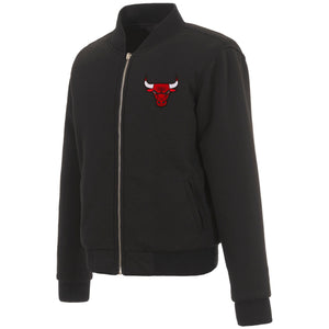 Chicago Bulls JH Design Reversible Women Fleece Jacket - Black