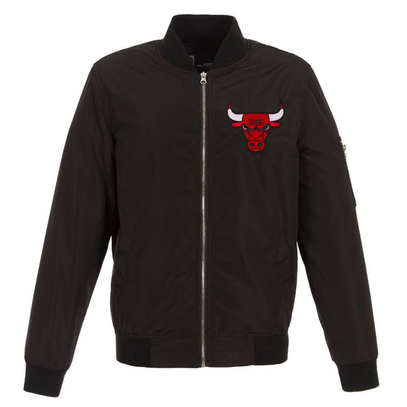 Chicago Bulls JH Design Lightweight Nylon Bomber Jacket – Black