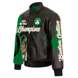 Boston Celtics 2024 NBA Finals Champions Lambskin Leather Jacket - Black - J.H. Sports Jackets