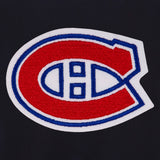 Montreal Canadiens Reversible Wool Jacket Embroidered Logos JH Design - Navy-Red