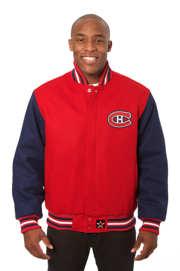 Montreal Canadiens Handmade All Wool Two-Tone Jacket - Red/Navy - J.H. Sports Jackets