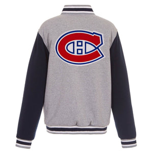 NHL Montreal Canadiens JH Design  Two-Tone Reversible Fleece Jacket - Gray/Navy