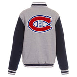 NHL Montreal Canadiens JH Design  Two-Tone Reversible Fleece Jacket - Gray/Navy