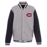 NHL Montreal Canadiens JH Design  Two-Tone Reversible Fleece Jacket - Gray/Navy