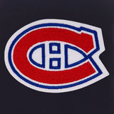 Montreal Canadiens - JH Design Reversible Fleece Jacket with Faux Leather Sleeves - Navy/White