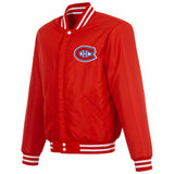 Montreal Canadiens JH Design Reversible Fleece Jacket with Faux Leather Sleeves - Red/White