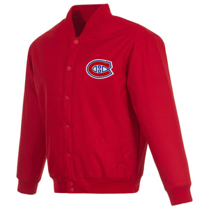 Montreal Canadiens Poly Twill Varsity Jacket - Red