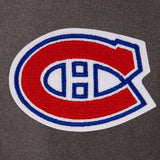 Montreal Canadiens Wool & Leather Reversible Jacket w/ Embroidered Logos - Charcoal/Black