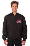 Montreal Canadiens Wool & Leather Reversible Jacket w/ Embroidered Logos - Charcoal/Black