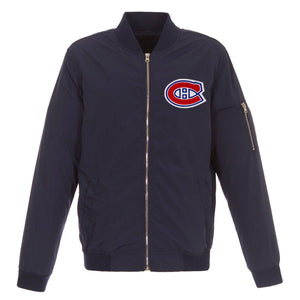 Montreal Canadiens JH Design Lightweight Nylon Bomber Jacket – Navy