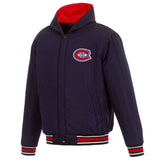 Montreal Canadiens Two-Tone Reversible Fleece Hooded Jacket - Navy/Red