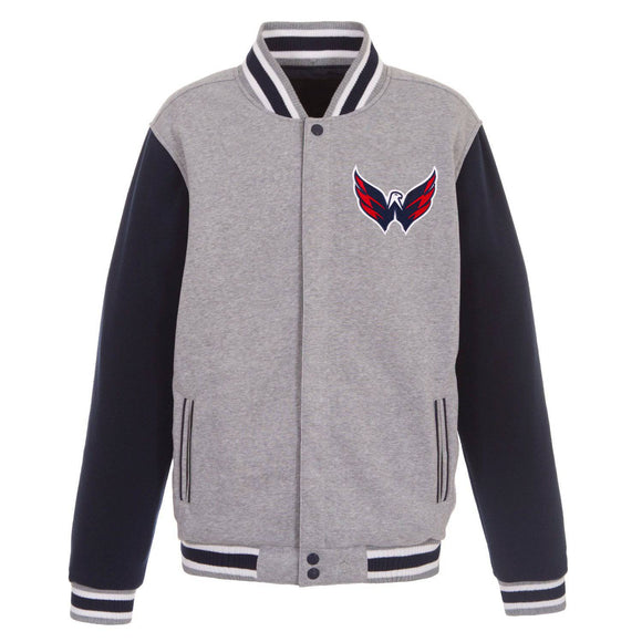 NHL Washington Capitals JH Design Two-Tone Reversible Fleece Jacket - Gray/Navy