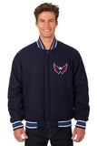 Washington Capitals Reversible Wool Jacket  Embroidered Logos - JH Design- Navy