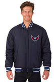 Washington Capitals Reversible Wool Jacket  Embroidered Logos - JH Design- Navy